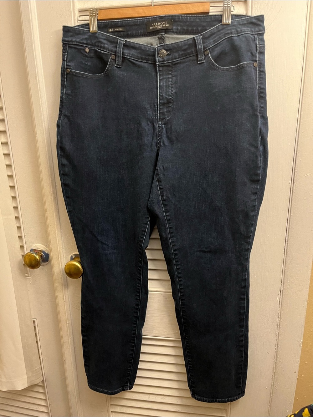 Talbots Women's Flawless Five-Pocket Jeans Size 14W Slim Ankle Stretch Dark Wash